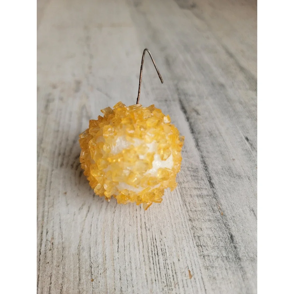 Vintage abstract salt ball ornament unique rustic folk art home decor